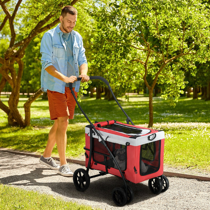 Foldable Dog Stroller, Pet Travel Crate, with Detachable Carrier, Soft Padding, for Mini, Small Dogs