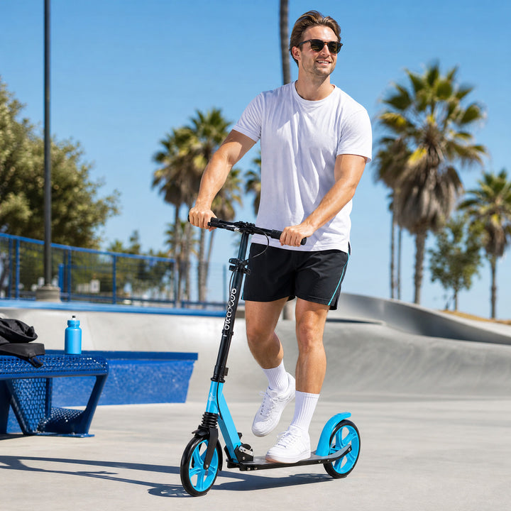 One-click Folding Kick Scooter for 14+ w/ Adjustable Handlebar, Push S