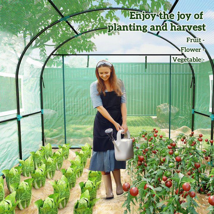 300 x 300cm Walk-In Polytunnel Greenhouse - Green