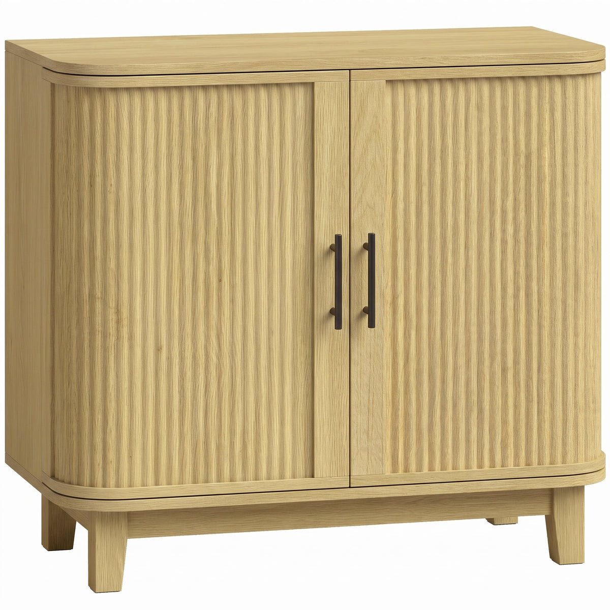80cm Sideboard Buffet Cabinet, Storage Cabinet with 2 Curved Doors - Oak