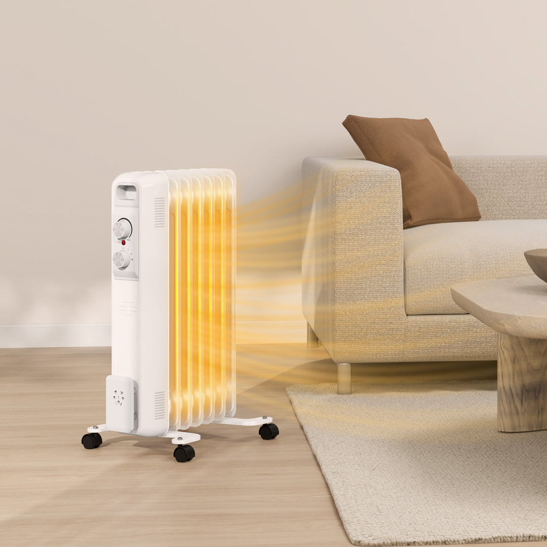 1.5kW Seven Fin Oil-Filled Radiator - White