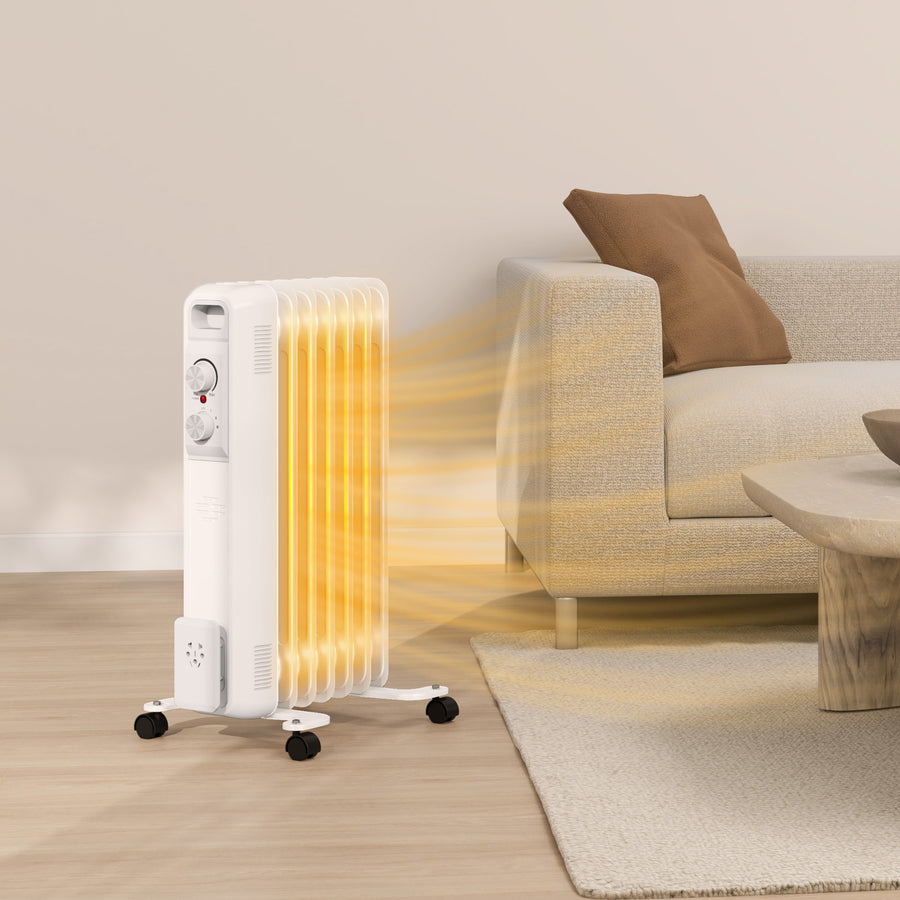 1.5kW Seven Fin Oil-Filled Radiator - White