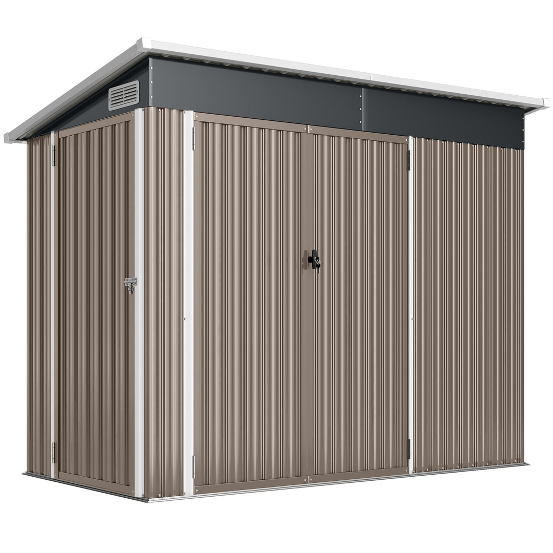 7.5 x 4.3ft Metal Garden Storage Shed, Waterproof Outdoor Shed with Tr