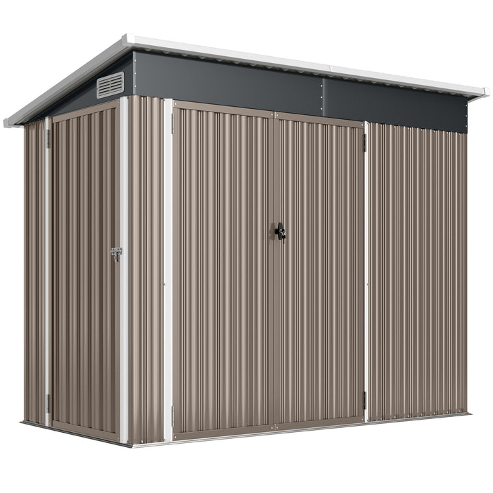 7.5 x 4.3ft Metal Garden Storage Shed, Waterproof Outdoor Shed with Tr