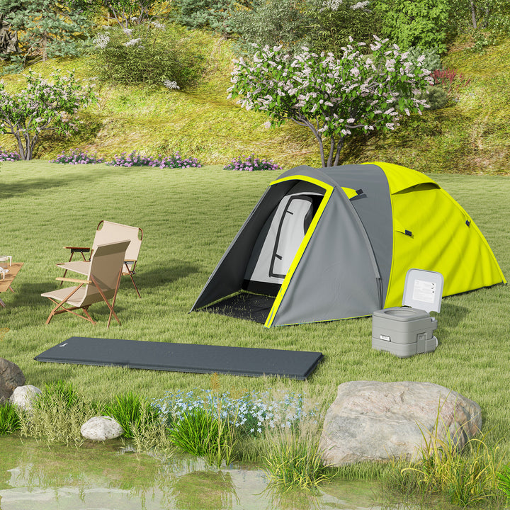Two-Man Dome Tent, with Front Porch and Accessories - Yellow/Grey