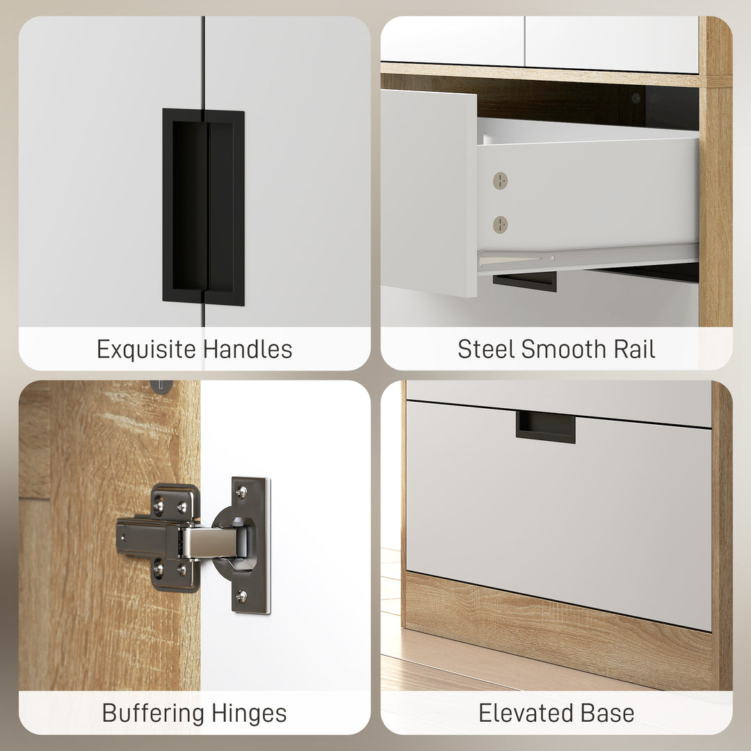 Modern Clothes Storage Cupboard Unit, 3 Drawer 2 Door Wardrobe with Ha