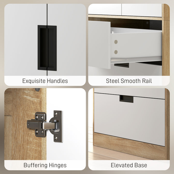 Modern Clothes Storage Cupboard Unit, 3 Drawer 2 Door Wardrobe with Ha