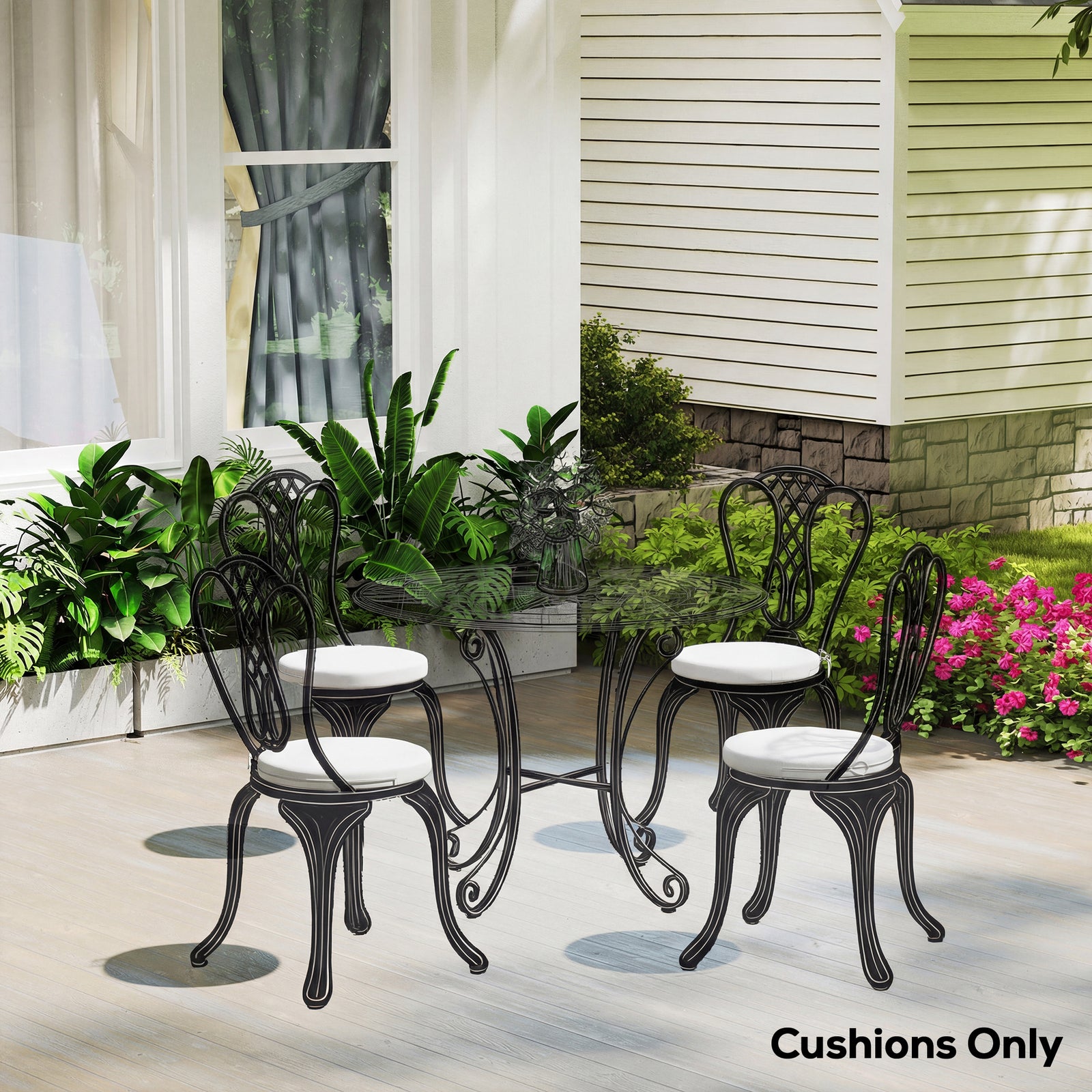 Outdoor Bistro Chair Cushions Set of 4 with Removable Cover, 41 x 41 x