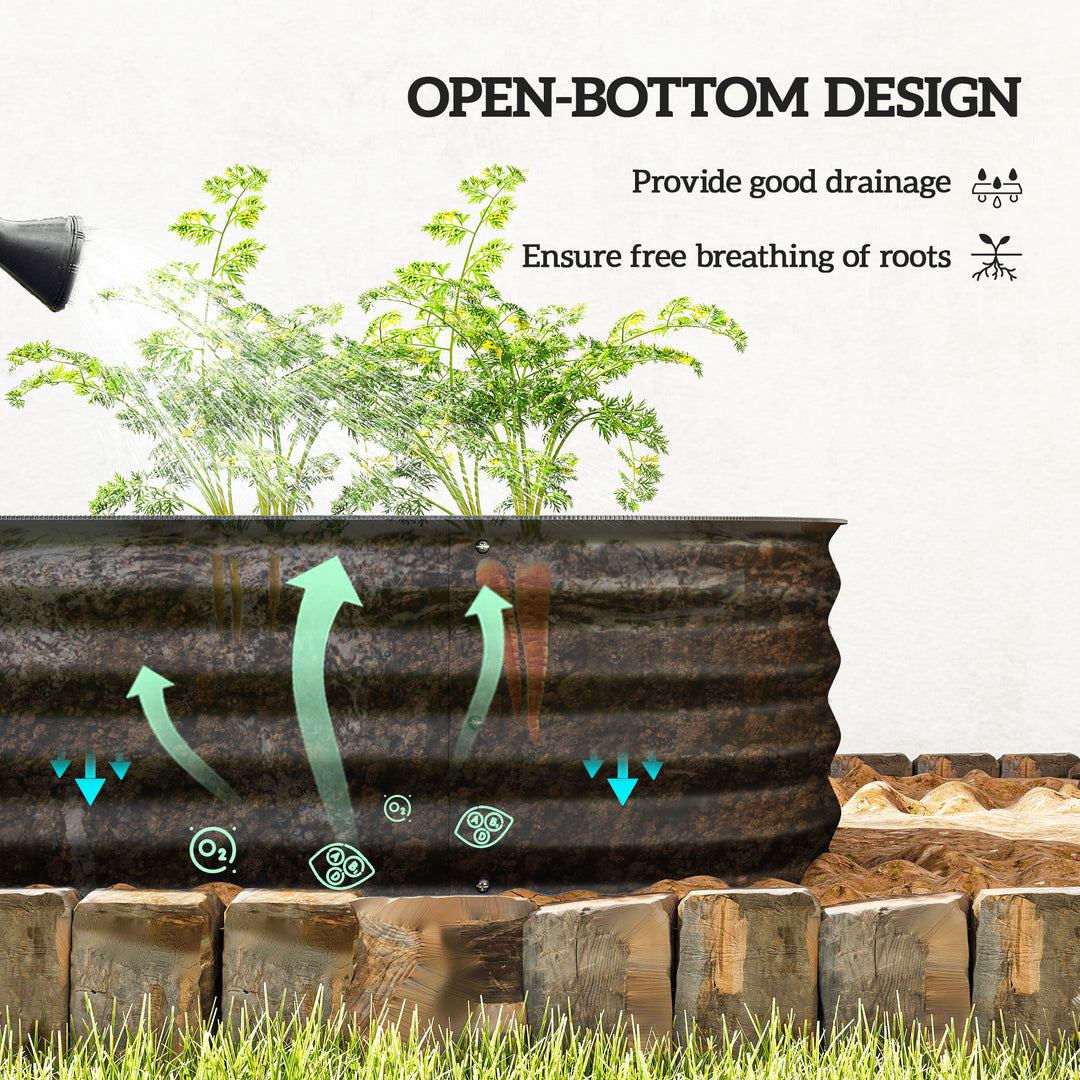Galvanised Raised Garden Bed, Metal Planter Box with Safety Edging, fo