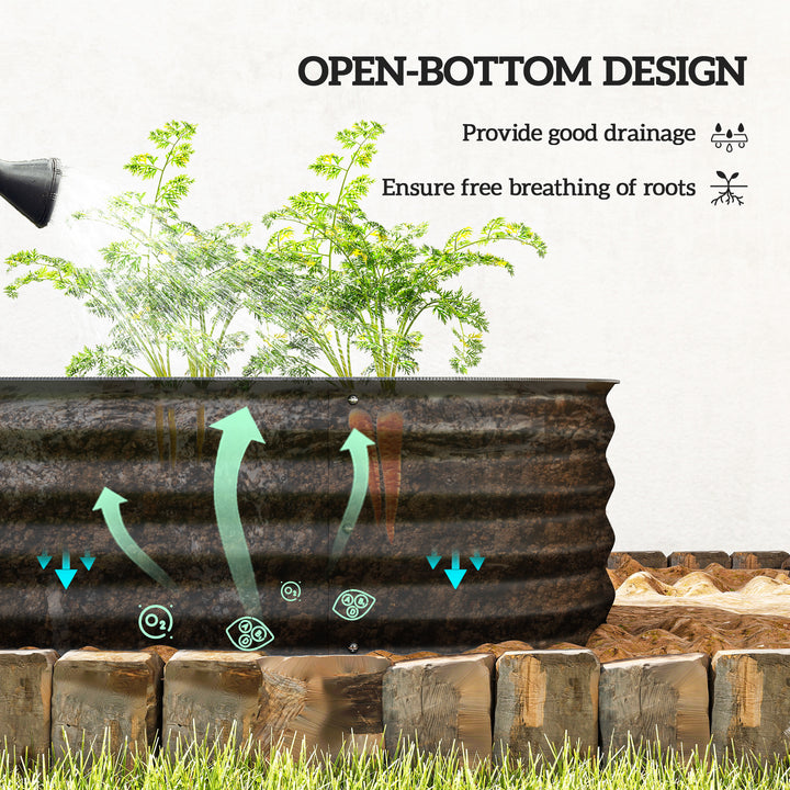 Galvanised Raised Garden Bed, Metal Planter Box with Safety Edging, fo