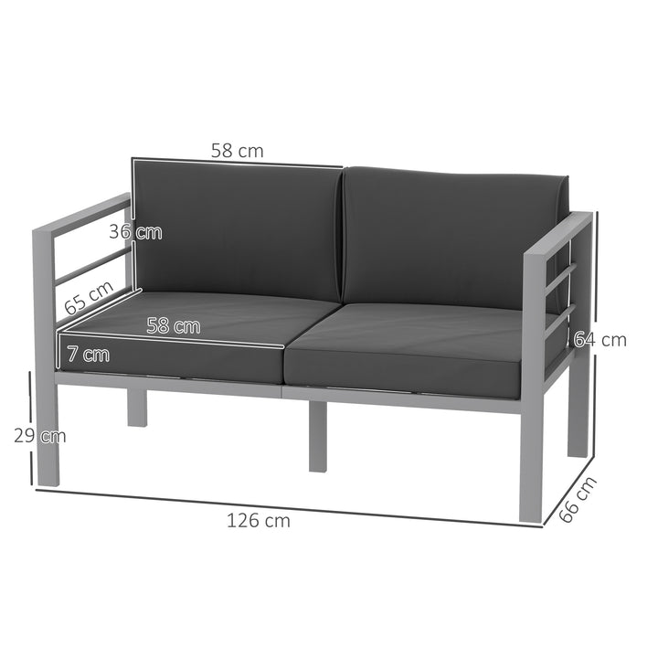 Two-Seater Aluminium Garden Sofa - Grey