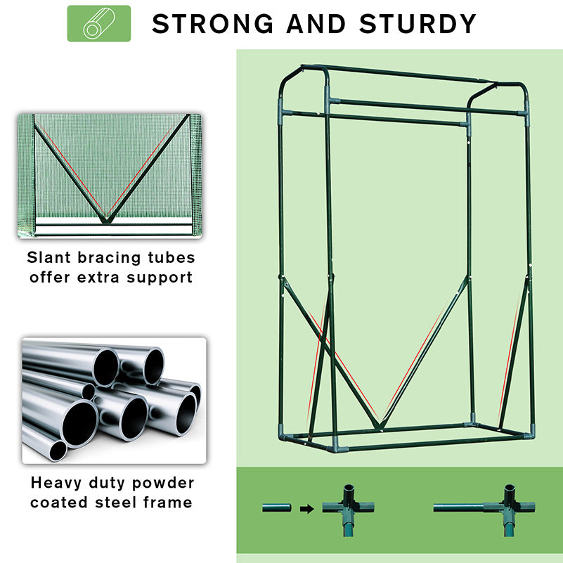 Outsunny Greenhouse Sanctuary: Zipper-Entry Plant Shelter for Verdant Nurturing, 100L x 50W x 150H cm, Emerald Green | Aosom UK