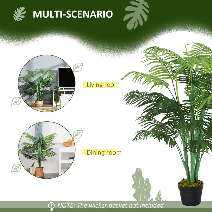 125cm/4FT Artificial Palm Plant Decorative Tree with Nursery Pot, Fake Plastic Indoor Outdoor Home Office Décor, Green