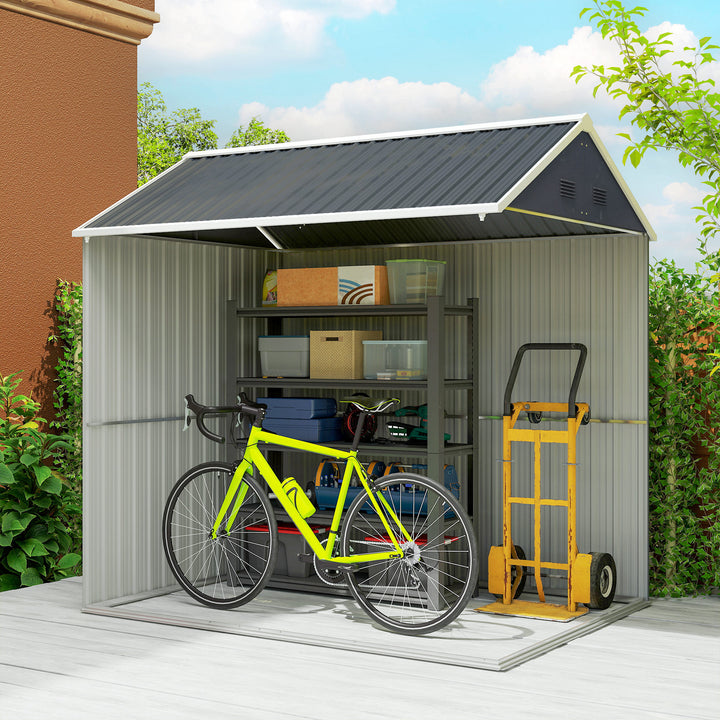7 x 6ft Galvanised Garden Shed, with Latch - Dark Grey