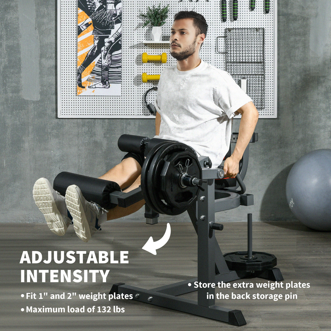 SPORTNOW Seated Leg Extension and Curl Machine, Adjustable Leg Raise Machine and Curl Machine with Plate Loaded for Hip, Thigh, Lower Body Workout