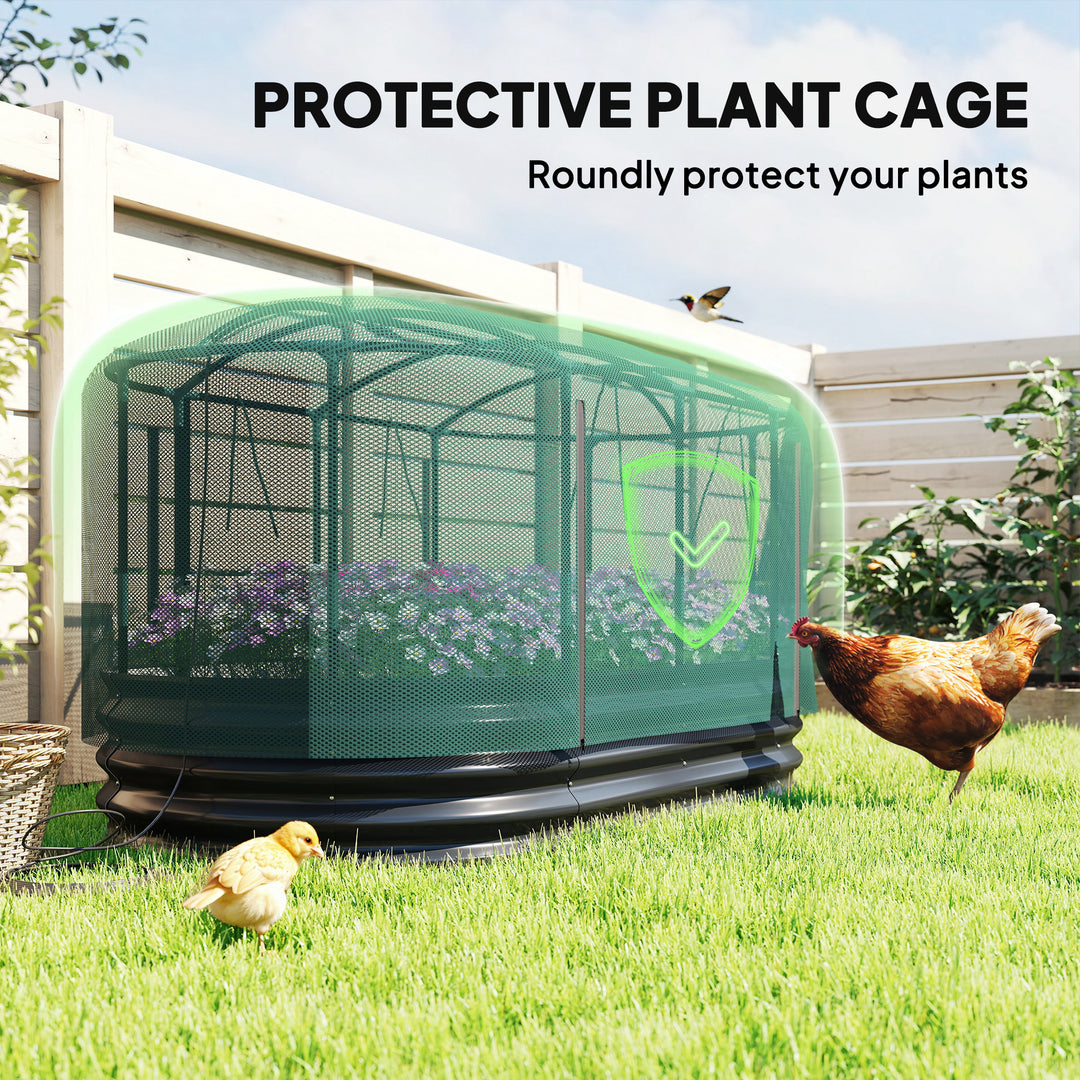 Galvanised Raised Garden Bed Kit with Self Watering System and Mesh Cover, Garden Boxes, 6x3Ft