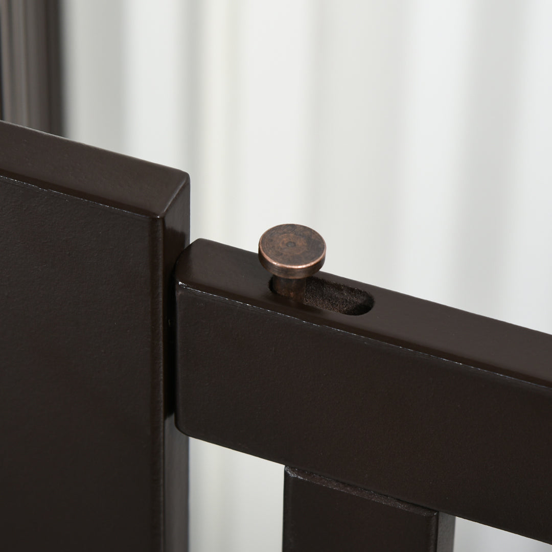 MCL Freestanding Dog Gate, Foldable Pet Fence, Indoor Barrier, Stair Gate with Support Feet, 155 x 76 cm, Brown