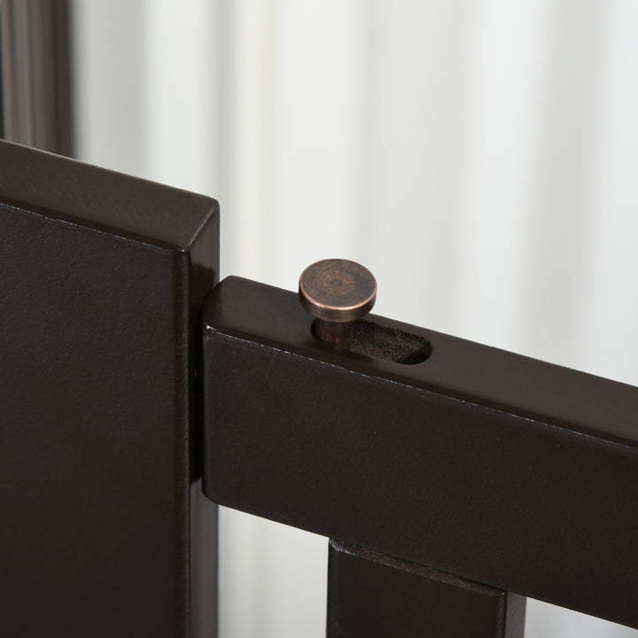 MCL Freestanding Dog Gate, Foldable Pet Fence, Indoor Barrier, Stair Gate with Support Feet, 155 x 76 cm, Brown