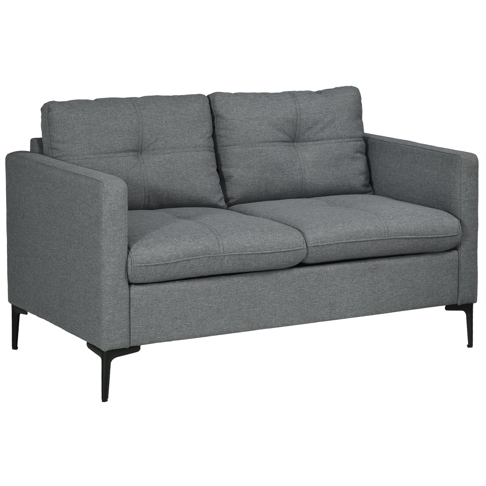 Two-Seater Sofa, with Steel Legs - Grey