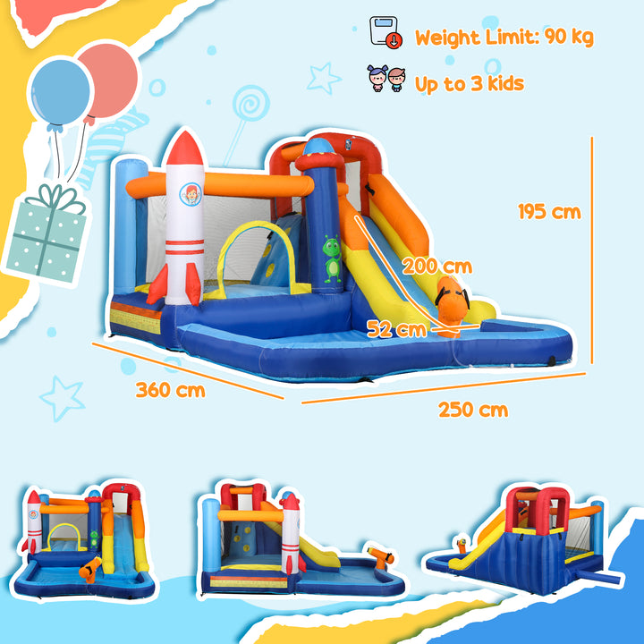 5 in 1 Bouncy Castle for Children with 550W Blower, Water Slide, Splas