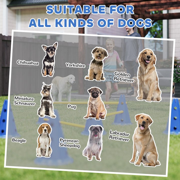 Dog Agility Equipment Set of Six Cones, Six Poles with Carry Bag, Three-Piece Adjustable Height Jumping Obstacles, Blue