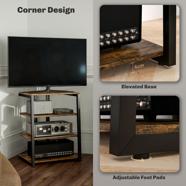 HiFi Stand, with Four Storage Shelves - Rustic Brown