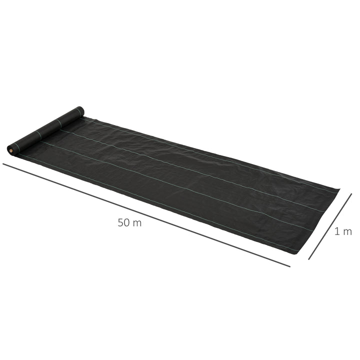 1m x 50m Weed Control Membrane, Heavy Duty Weed Control Barrier Fabric, 90gsm Ground Cover for Patios, Garden, Flower beds, Landscaping