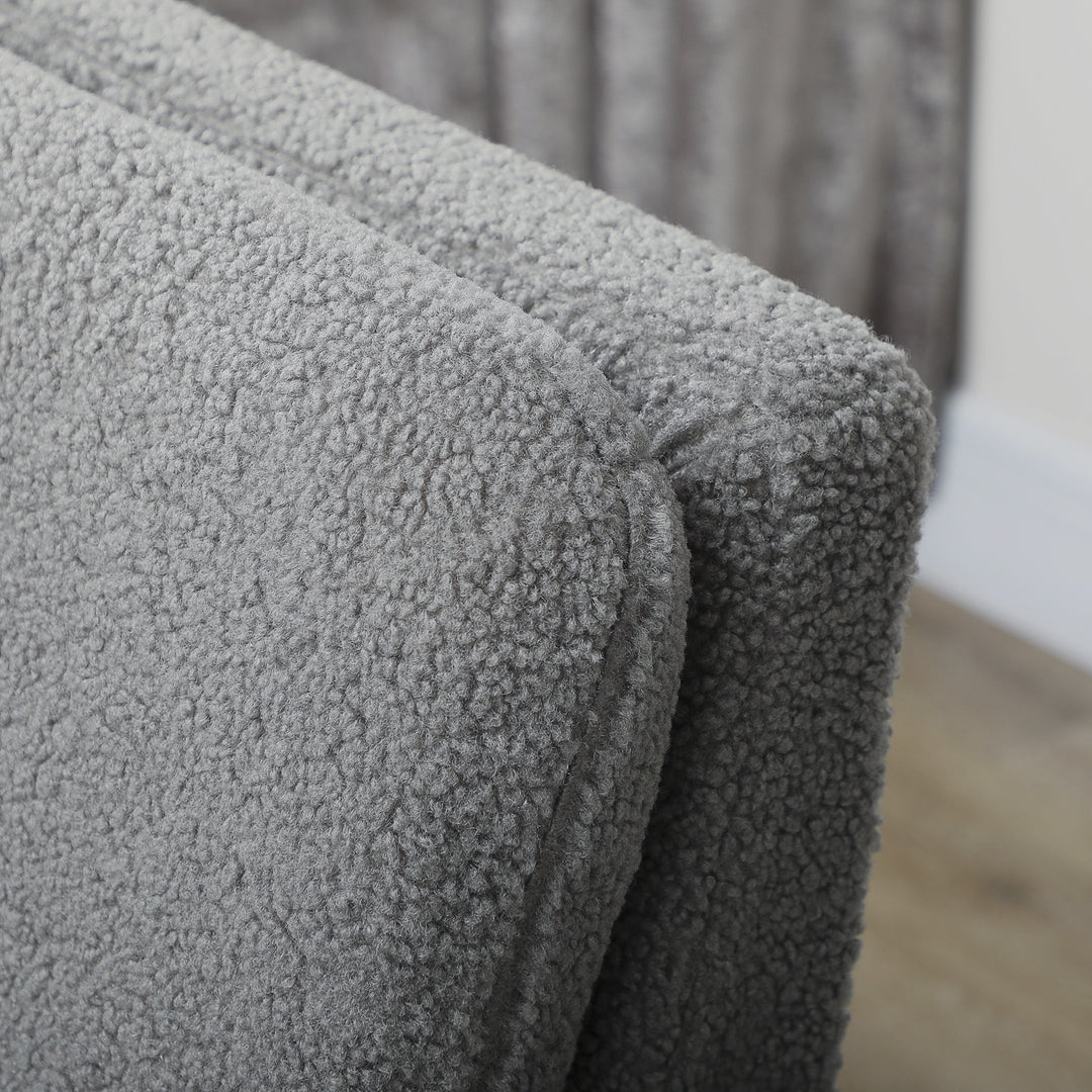 Armchair, Upholstered Accent Chair with Wood Legs and Wide Padded Seat, Teddy Occasional Chair, Grey