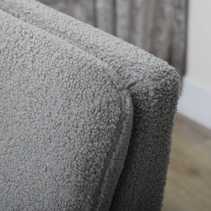 Armchair, Upholstered Accent Chair with Wood Legs and Wide Padded Seat, Teddy Occasional Chair, Grey