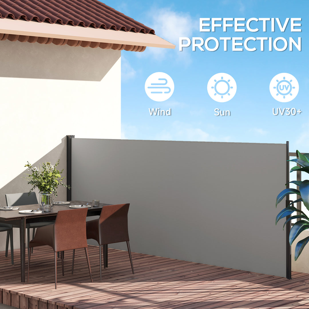 400 x x 160cm Retractable Side Awning - Light Grey