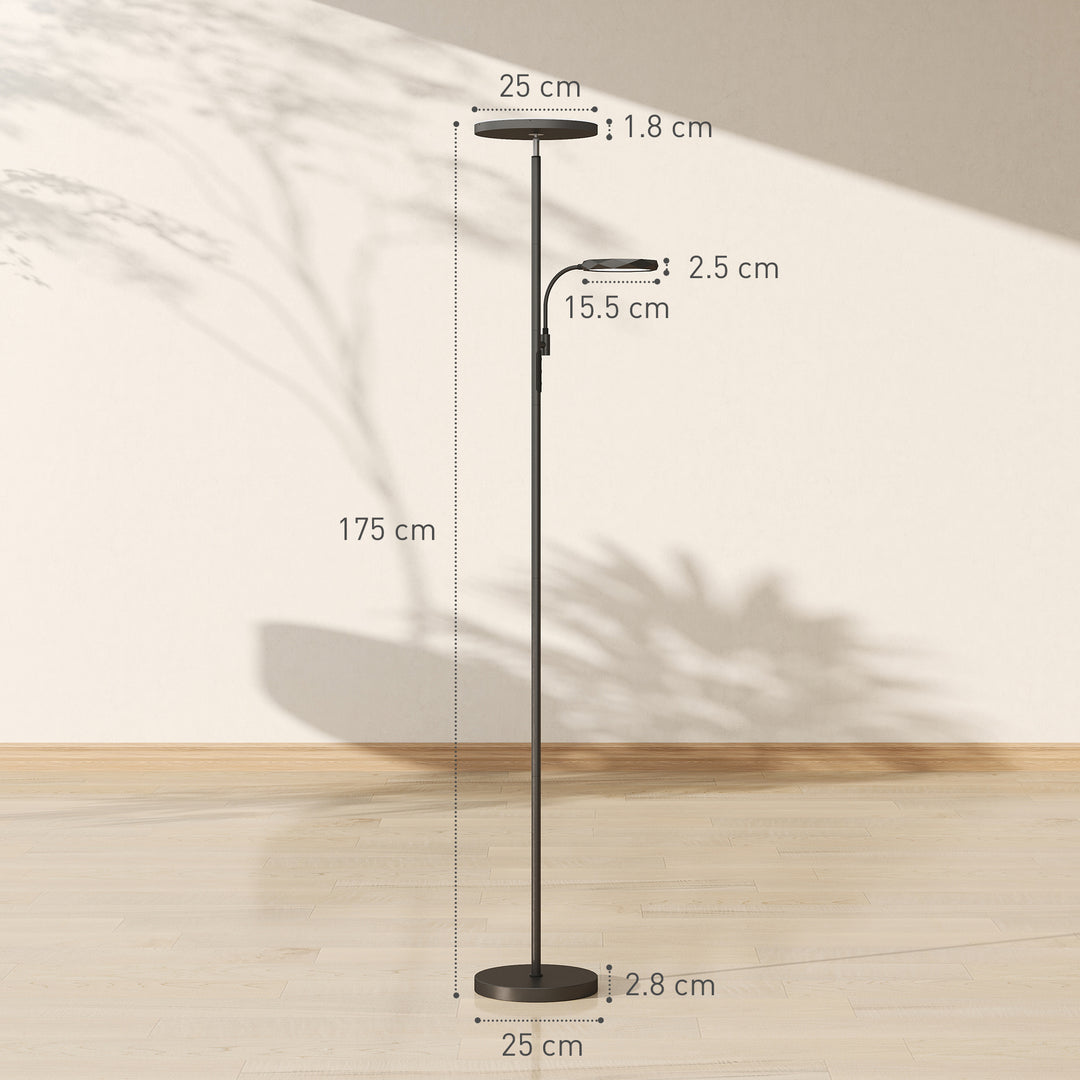LED Floor Lamp for Living Room, Stepless Dimmable Standing Lamp, Mother and Child Uplighter with Reading Light, 4 Scene Modes, 2700K-6500K Colour Temps, 4 Brightness Levels, Remote Control