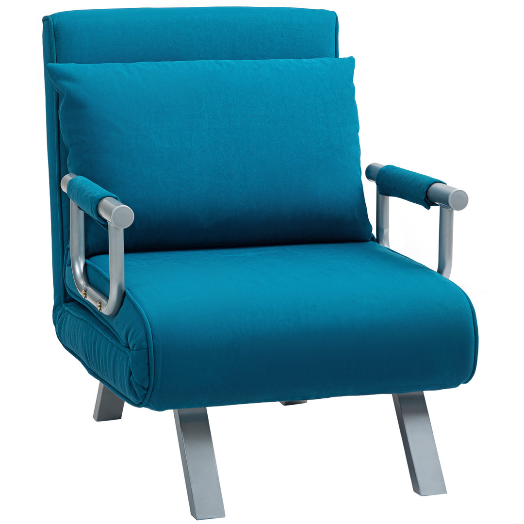 4-in-1 Faux Suede Chair Bed - Blue