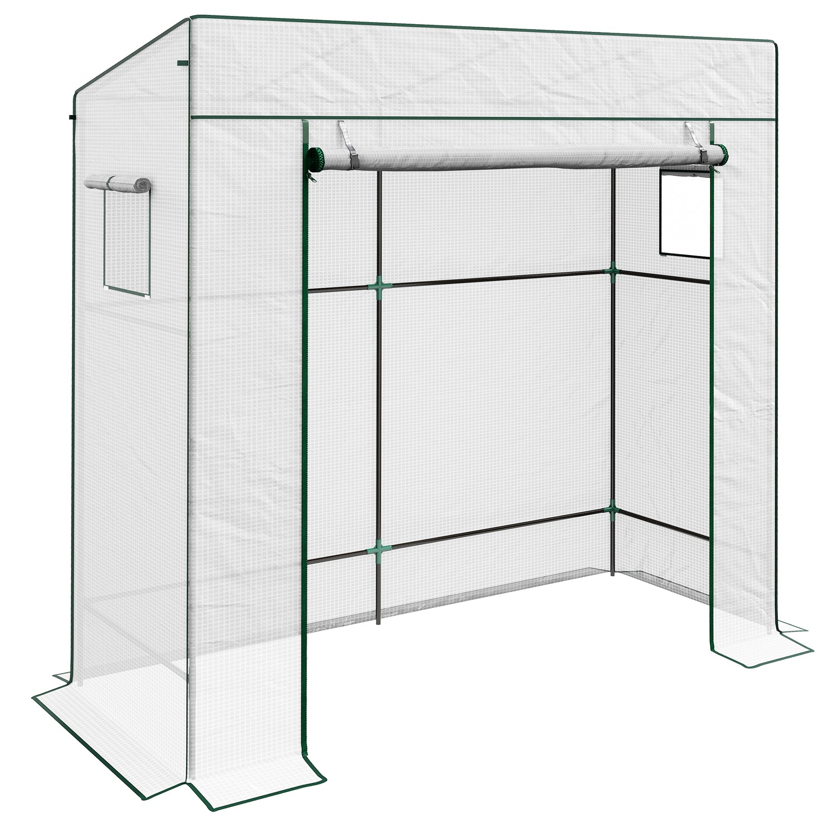PE Cover Walk-in Outdoor Greenhouse, White