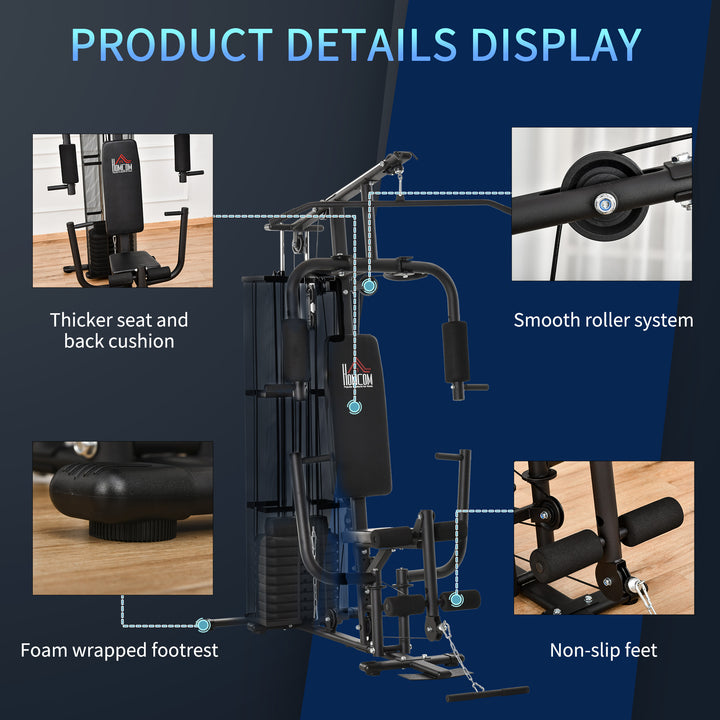 HOMCOM Multifunction Home Gym System Weight Training Exercise Workout Station Fitness Strength Machine for Body Training Black