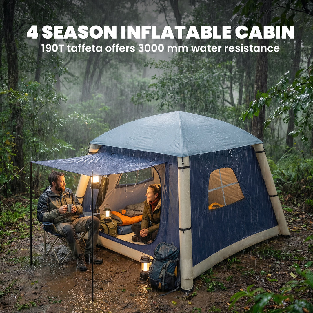 Inflatable Camping Tent w/ Hand Pump, Easy Setup 1/2 Person Blow Up Te