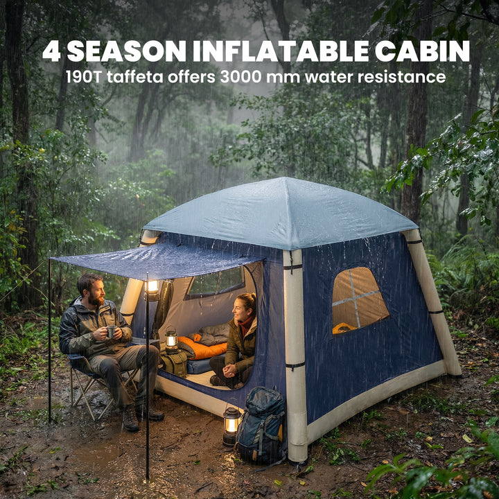 Inflatable Camping Tent w/ Hand Pump, Easy Setup 1/2 Person Blow Up Te