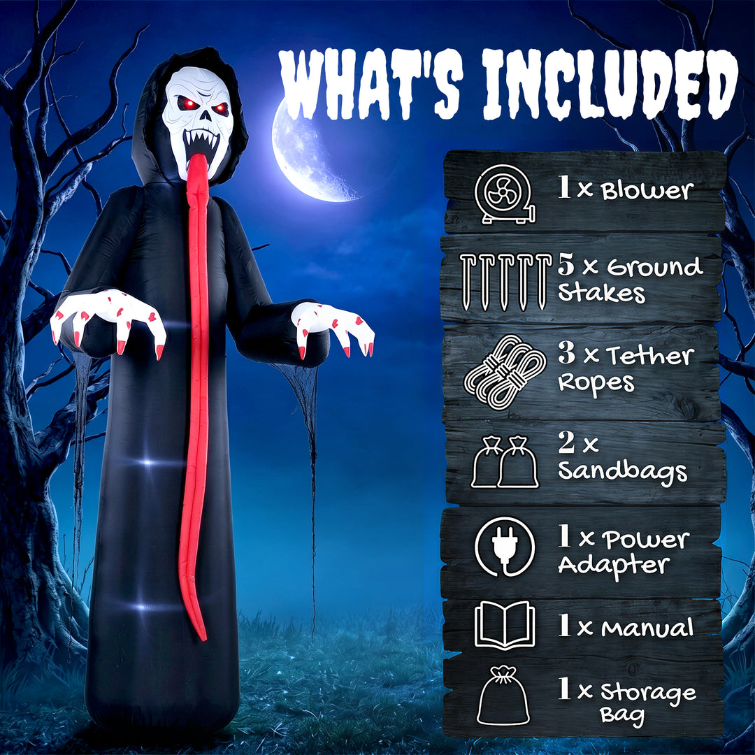 10 FT Halloween Inflatable Skeleton, Scary Halloween Decoration with B