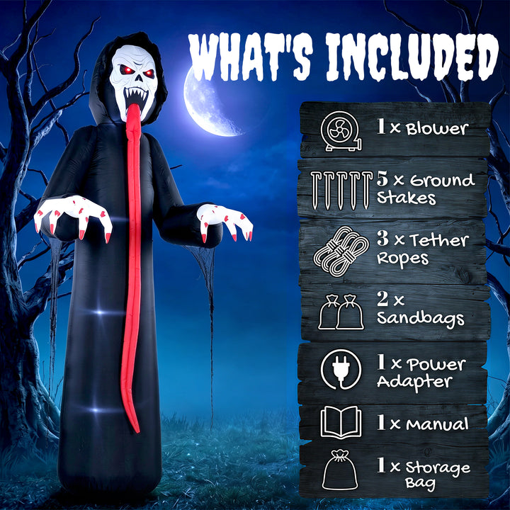 10 FT Halloween Inflatable Skeleton, Scary Halloween Decoration with B
