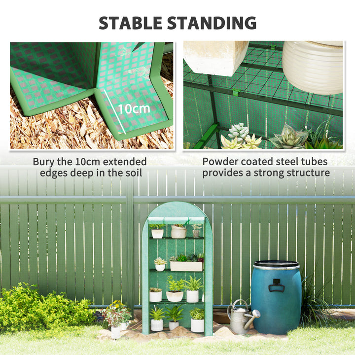 4 Tier Mini Greenhouse with Reinforced PE Cover, Portable Small Greenhouse with Roll-Up Door, 105 x 45 x 160cm, Green