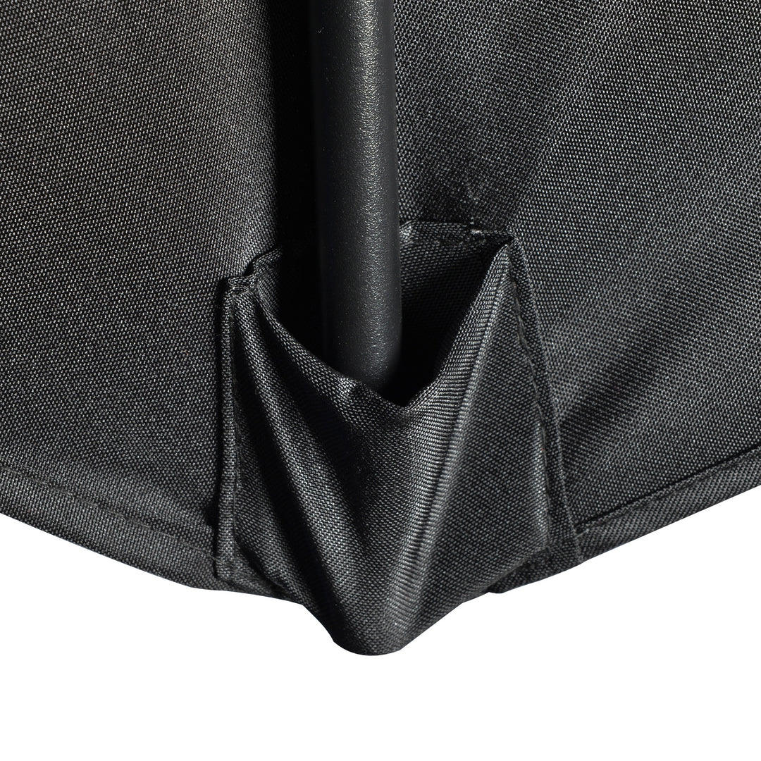 2.7m Garden Half Parasol, Outdoor Balcony Umbrella with 5 Steel Ribs, Patio Sun Shade, Black