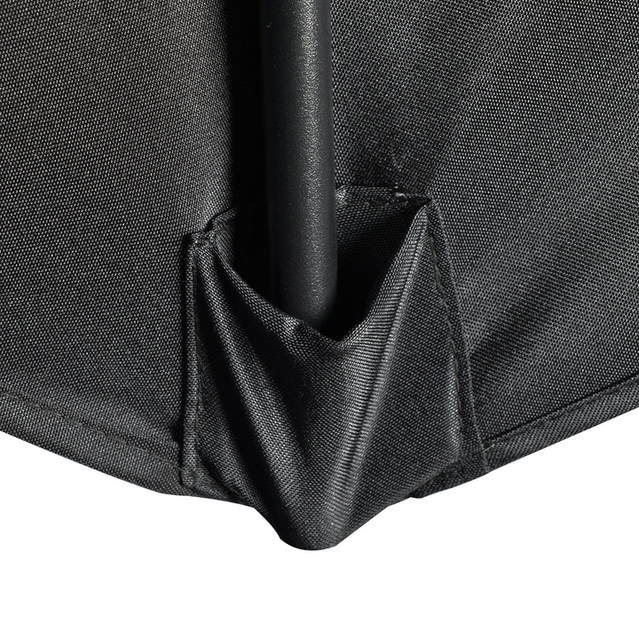 2.7m Garden Half Parasol, Outdoor Balcony Umbrella with 5 Steel Ribs, Patio Sun Shade, Black