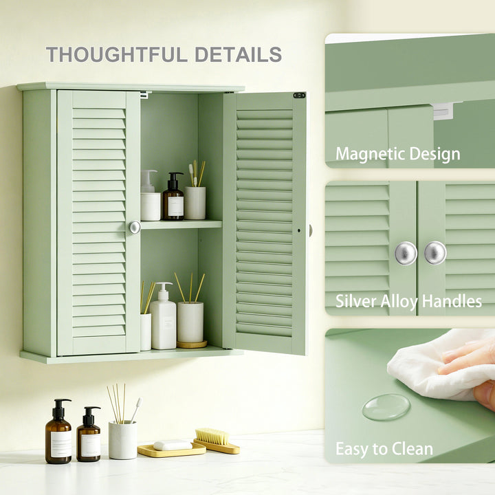 Bathroom Cabinet, Bathroom Wall Cabinet with Louvered Doors and Adjust