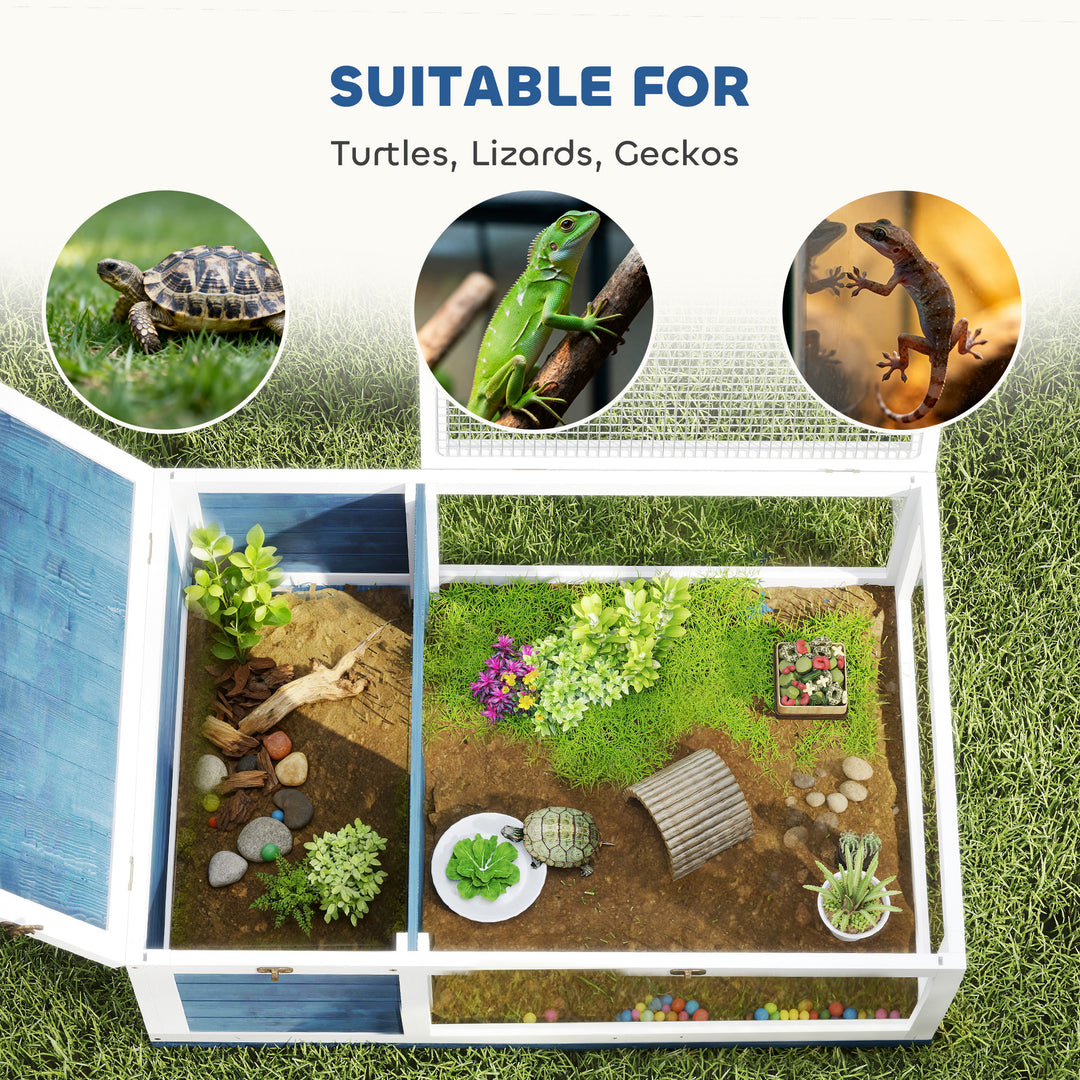 Tortoise House, Small Reptile Wooden House, with Mesh Roofs, Side Pane