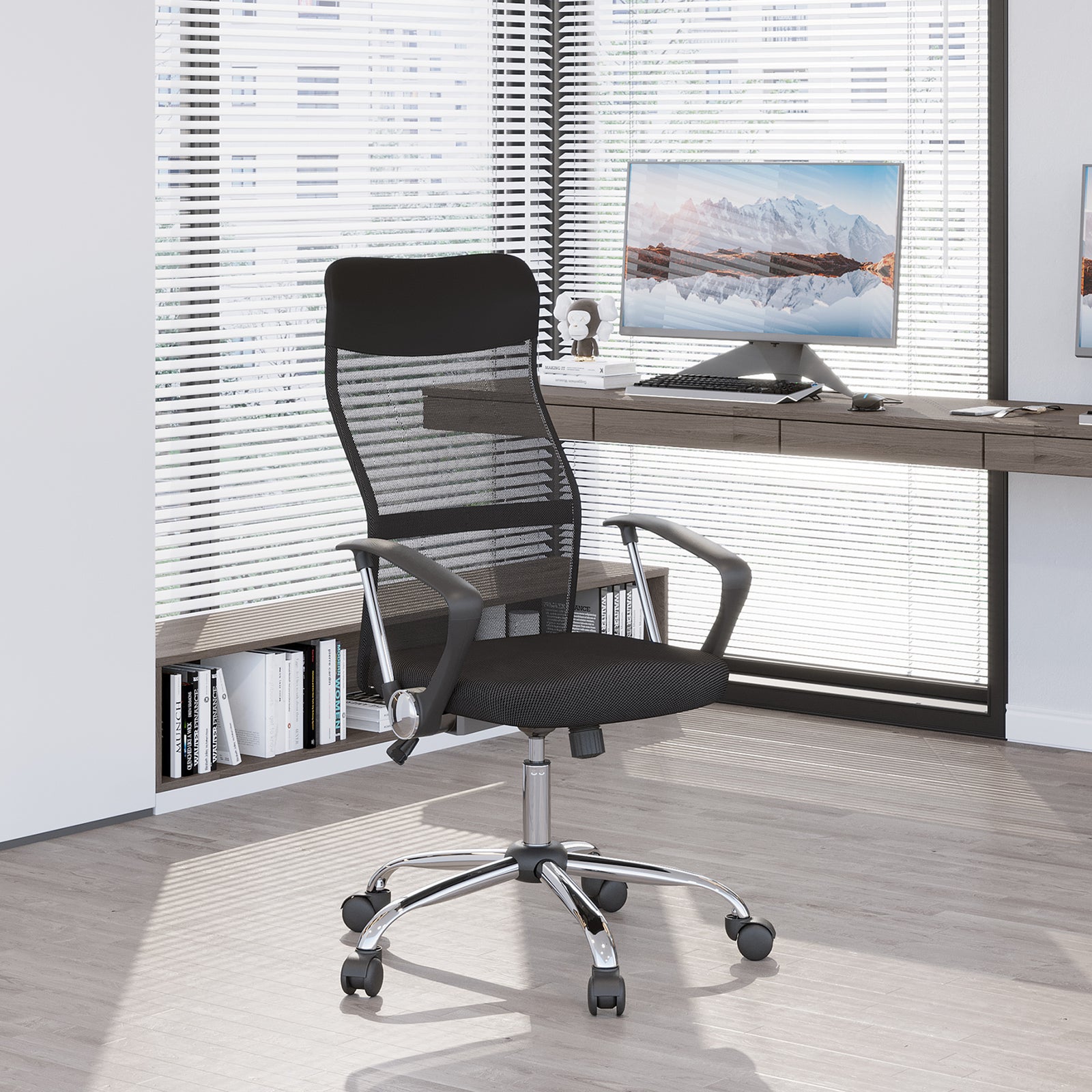 Ergonomic Office Chair Mesh Chair with Adjustable Height Tilt Function Black