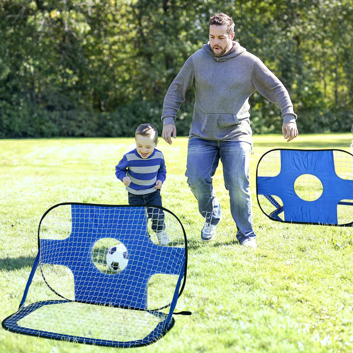 HOMCOM Pop-Up Soccer Goals: Portable Practice Nets for Outdoor Play, Garden Sports Fun | Aosom UK