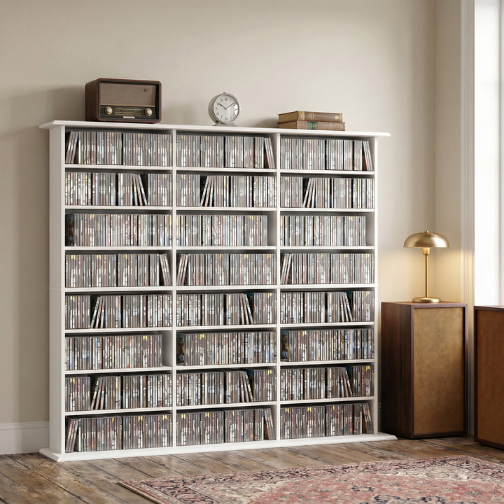 1032 CD/594 DVD Storage Unit, Blu-ray Media Storage Shelf with 24 Comp