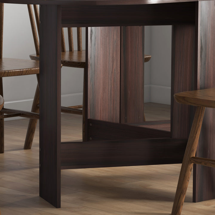 Folding Dining Table, Drop Leaf Table for Small Spaces, Oval Tabletop for Dining Room, Chocolate Wood Effect