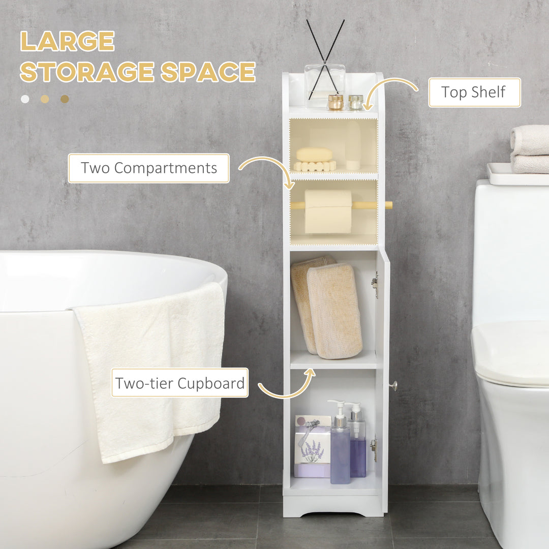 Multi-Storage Narrow Bathroom Cabinet - White