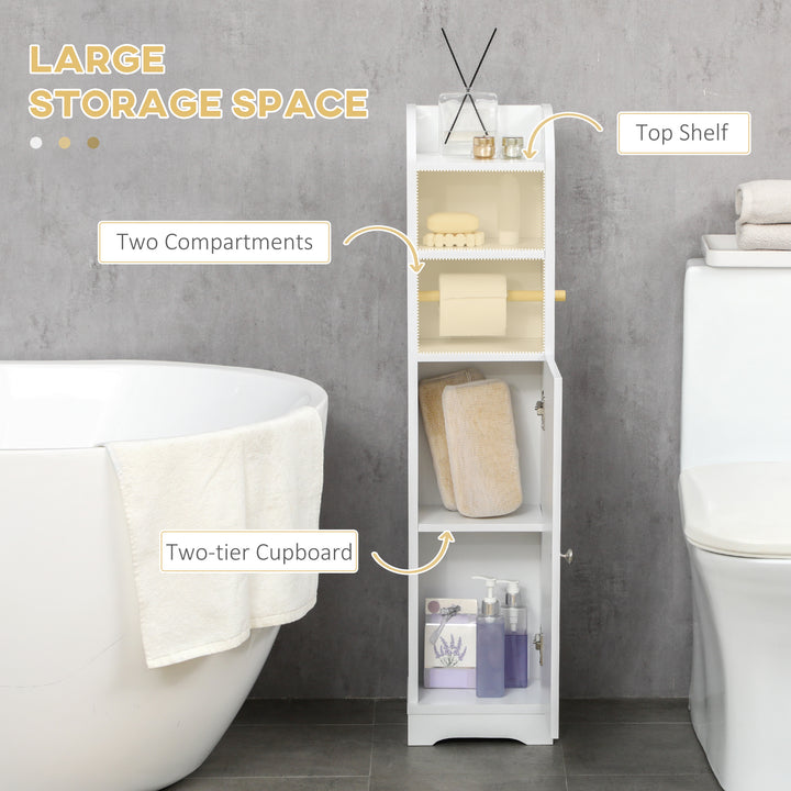Multi-Storage Narrow Bathroom Cabinet - White