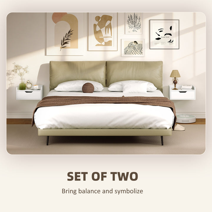 Floating Nightstands Set of 2, Wall Mounted Bedside Table with Drawer 